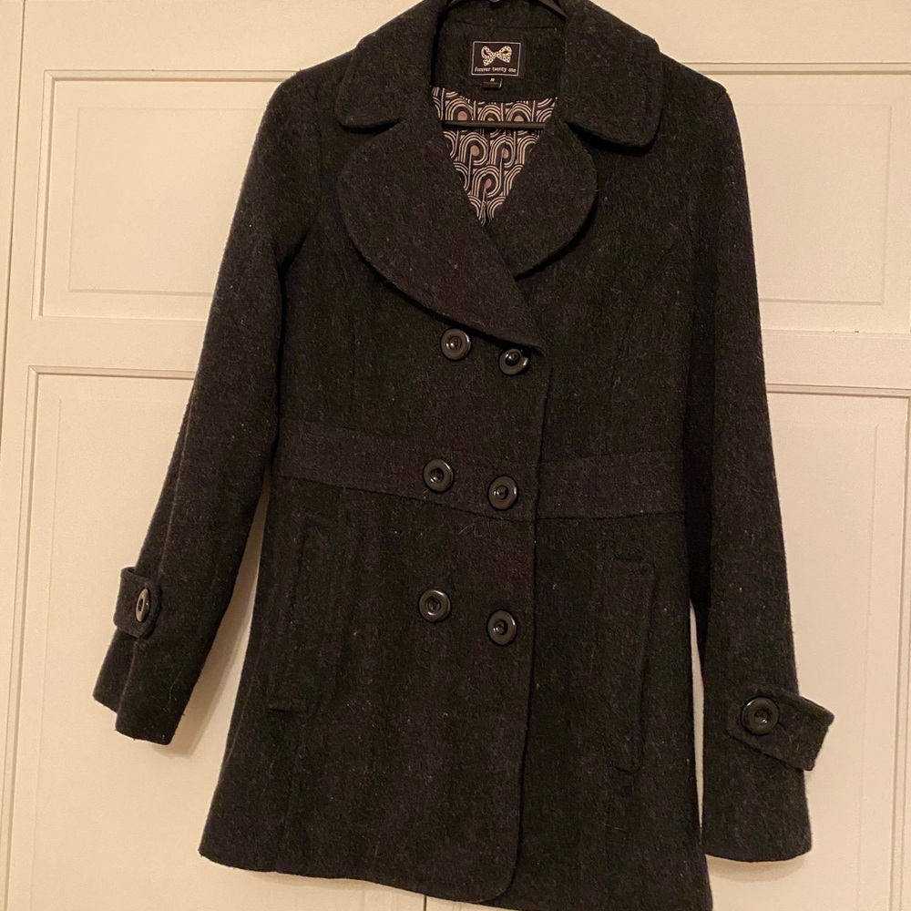 Dark Grey Wool Winter Pea Coat (Forever 21) Size Medium